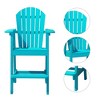 Tall Adirondack Bar Chair, Weather-Resistant HDPE Patio Stool with Back and Arms, Turquoise Blue - 2 of 4