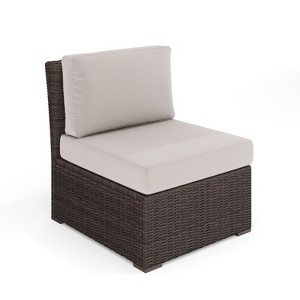 Martha Stewart Bedford Indoor-Outdoor Modular Patio Sectional Sofa Center Seat in Rattan Wicker with All-Weather Cushions - 1 of 4