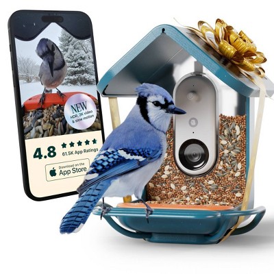 Bird Buddy Smart Bird Feeder with Camera and Solar Roof: Weather-Resistant, Hanging or Pole Mount