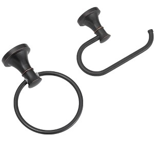 Itopfox 2 Piece Bathroom Accessories Set Oil Rubbed Bronze Towel Ring and Toilet Paper Holder Stainless Steel Wall Mount - 1 of 4