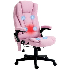 Aghana Digitals Pink Linen Office Chair with 6 Vibration Massage Points, Heat Function, Recline - 1 of 4