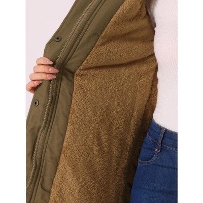 INSPIRE CHIC Women's Winter Windproof Long Puffer Parka Coats with Faux Fur Hood Small Khaki — фото 4