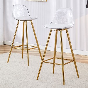 KWPZQEB Bar Stools Set of 2, Tall Counter Chairs with Upholstered, Back and Metal Legs, Bar Chairs for Dining Room, Kitchen, Counter Bar, Island - 1 of 4