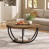 CAVINAS Industrial Style 2-Tier Round Wood Coffee Table with Storage,Accent Center Table for Living Room,Living Room Furniture - 2 of 4