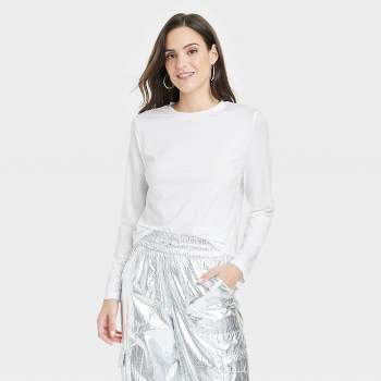 Women's Long Sleeve T-Shirt - A New Day™ White XL