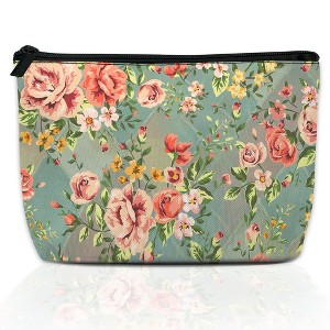 Generic Makeup Bag Vintage Floral Cosmetic Bag for Women, Travel Small Bag for Purse - 1 of 4