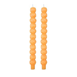 Jollity & Co. - Fall and Halloween Themed Pumpkin Taper Candles - Set of 2 - 1 of 2