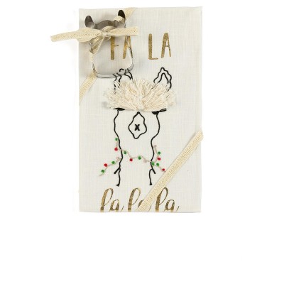 "Fa La La La" Tea Towel And Cookie Cutter Gift Set  - Off-White - Shiraleah