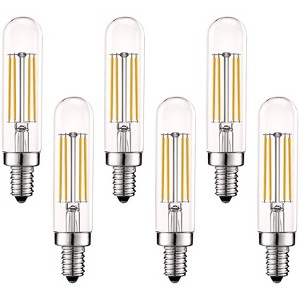 Luxrite E12 LED Tube Bulb 5W=60W Equivalent, T6 T6.5, 3500K Natural White, 500 Lumens, Dimmable, Vintage Candelabra Bulbs, UL Listed 6 Pack - 1 of 4