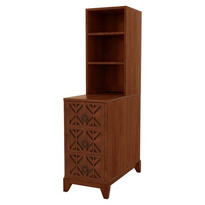 Vynxaria Decorative Storage Drawers - Walnut End Table with 3 Drawers and Adjustable Shelves