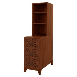 Vynxaria Decorative Storage Drawers - Walnut End Table with 3 Drawers and Adjustable Shelves - 1 of 4