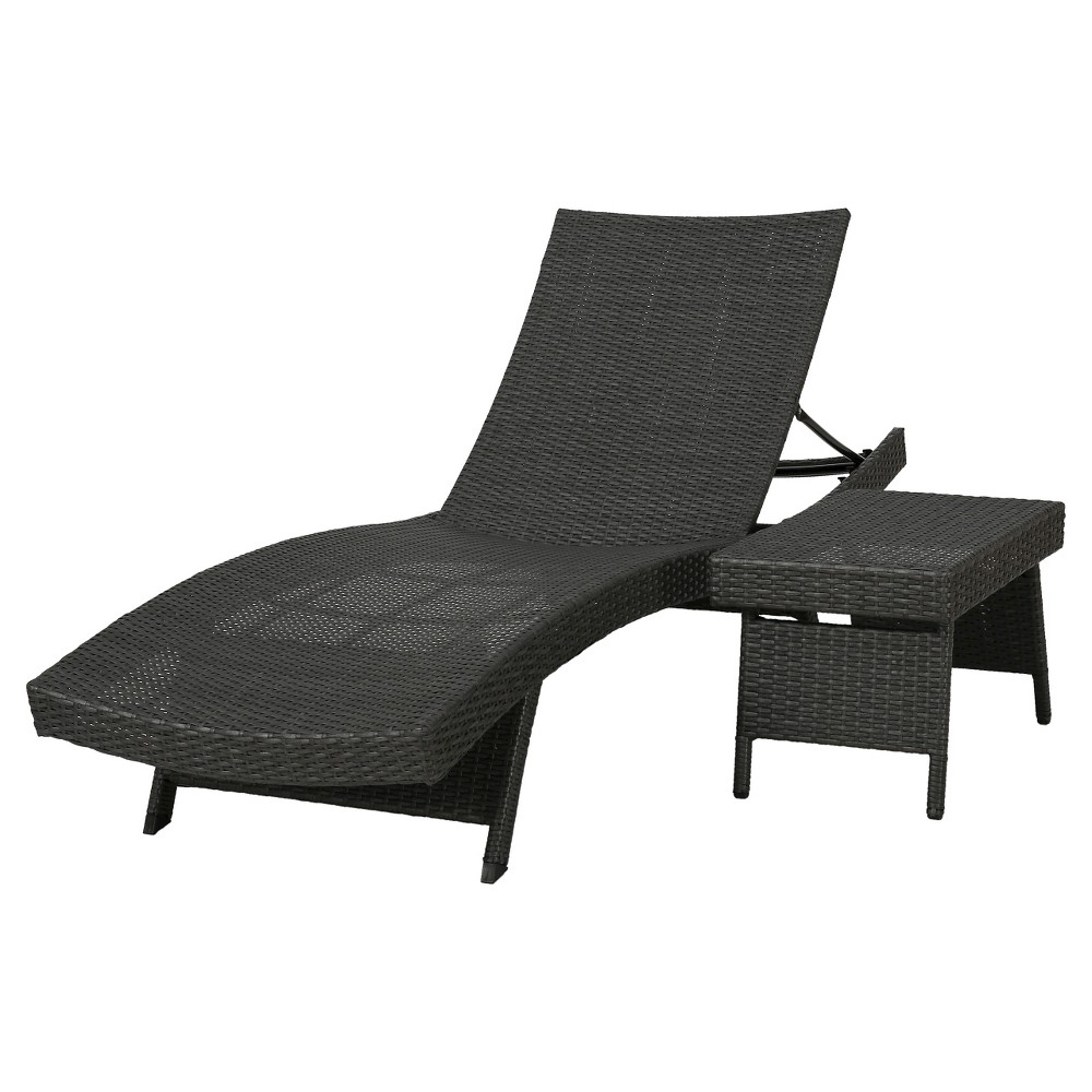 Photos - Garden Furniture Salem 2pc Wicker Adjustable Chaise Lounge and Table Set - Gray - Christoph