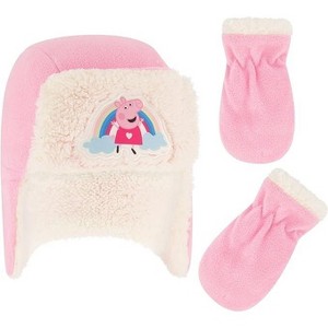 Peppa Pig Girls' Winter Hat, and Mittens Set, Toddlers Age 2-4 (Pink with Fleece) - 1 of 4