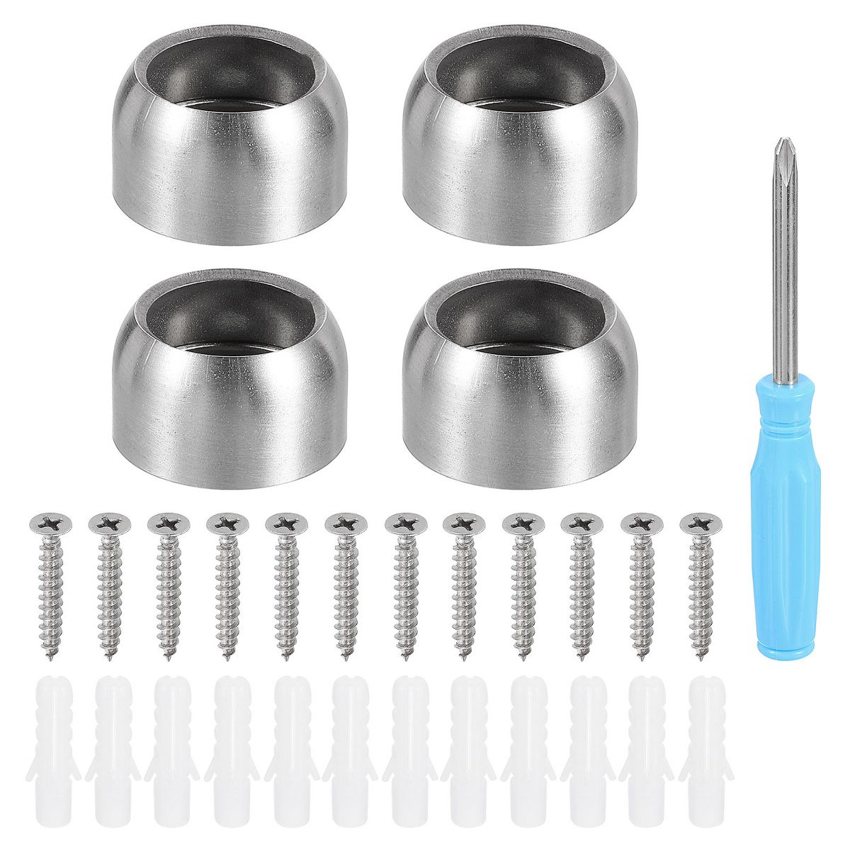 Unique Bargains Stainless Steel Closet Wardrobe Bracket Spherical Rod Holder 4 Pcs