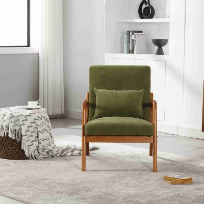Xiyuyeu Velvet Accent Chair With Solid Wood Frame And Pillow,modern Arm ...