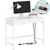 INFURNIC Desks 40 Inch Compact Writing Workstation Computer Desk with Storage Drawers and Dual-Purpose Design, White, 39.37"*19.09"*29.53" - 3 of 4
