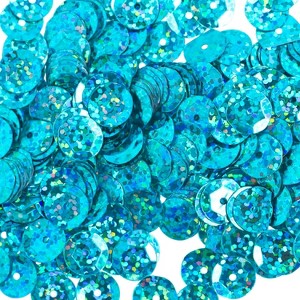 John Bead Flat Round Plastic Loose Sequins Hologram with Hole Craft Embellishments Peacock 8mm 850 Pieces - 1 of 4