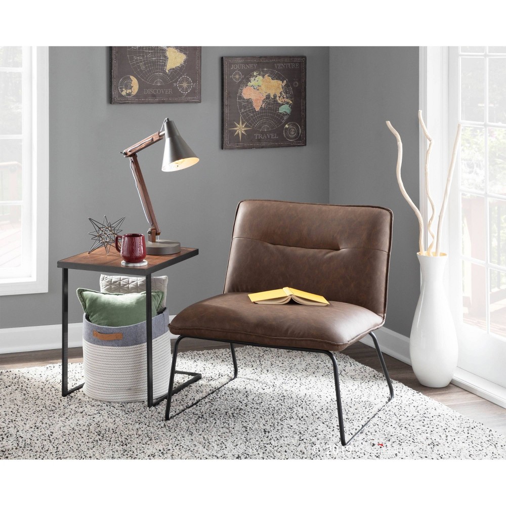 Photos - Coffee Table Casper Industrial Accent Chair Espresso - LumiSource: Faux Leather, Metal Frame, Spot Clean, 250lb Capacity