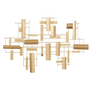 Contemporary Metal Abstract Wall Decor Gold - CosmoLiving by Cosmopolitan: Iron Artwork, Vertical Display - 1 of 4