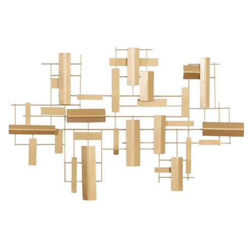 Contemporary Metal Abstract Wall Decor Gold - CosmoLiving by Cosmopolitan