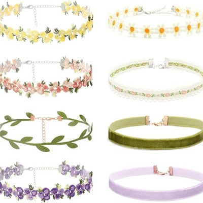 Attop Velvet Lace Choker Daisy, Flower, Gothic Punk Classic Choker