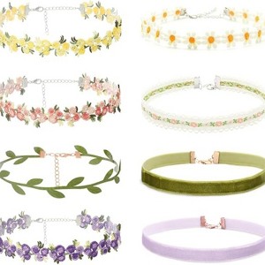 Attop Velvet Lace Choker Daisy, Flower, Gothic Punk Classic Choker - 1 of 4