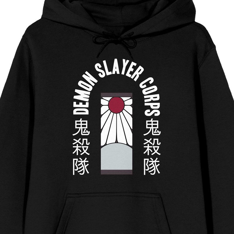 Demon Slayer Corps Tanjiro Earring Long Sleeve Black Adult Hooded Sweatshirt, 2 of 5
