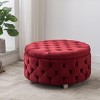 WestinTrends Round Velvet Tufted Storage Ottoman for Living Room Bedroom - 2 of 4
