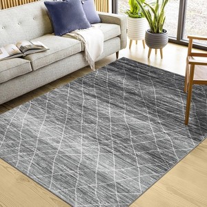 Boho Chic Washable Thin Area Rug, Elegant Foldable Non Slip Carpet for Entryway, Living Room, Bedroom - 1 of 4