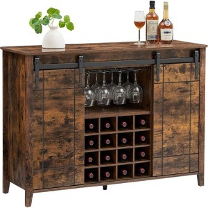 Buffet Cabinet with Sliding Barn Door, Rustic Sideboard, Removable Wine Rack, Farmhouse Sideboard with Adjustable Shelf for for Dining Room, Kitchen - 1 of 4
