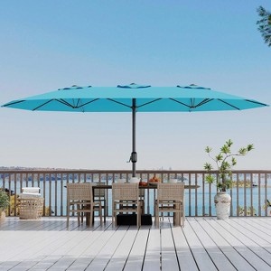 Jojoka 15FT Large Patio Umbrella with Base,Double-Sided Outdoor Market Rectangle Umbrellas for 2-8 People - 1 of 4