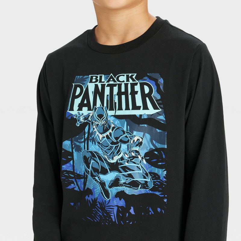 Boys&#39; Marvel Black Panther Long Sleeve Graphic T-Shirt - Black, 2 of 4