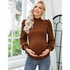 WhizMax Women's Knit Ribbed Maternity Top Mock Neck Long Sleeve Shirts Pregnant Ruched Tunic Pullover Sweater - 2 of 4