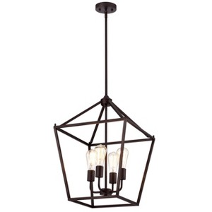 Chloe Lighting Ironclad Industrial 4 Light Oil Rubbed Bronze Inverted Pendant Ceiling Fixture 16" Wide - 1 of 4