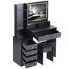 NicBex Vanity Desk with Mirror and Lights Large Size Left Makeup Vanity Set with 2 AC+2 USB Power Station, Hair Dryer Stand and Cushioned Stool - 3 of 4