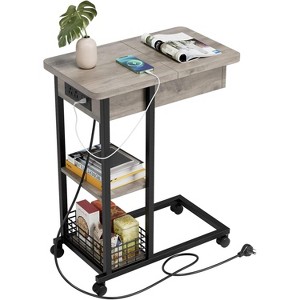 C Shaped Side Table with Charging Station - 1 of 4
