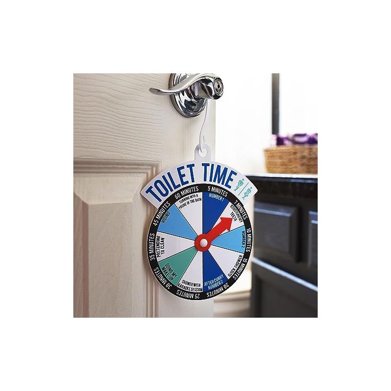 KOVOT "Toilet Time" Spinner Sign for Bathroom Doors - Let the World Know How Long You're Going to Take and Why, 1 of 6