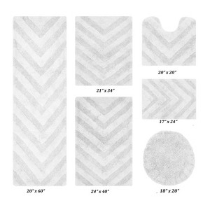 Hugo 6-Piece Bath Rug Set 100% Premium Cotton Tufted Chevron Pattern Bathmats for Bathroom, Super Soft Absorbent Machine Washable - 1 of 4