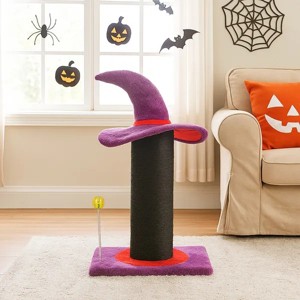 Racxily 40*30*60cm Halloween Cat Scratching Post with Wizard Hat Design, Sisal Rope Scratcher with Spring Ball Toy, Sturdy Base for Indoor - 1 of 4