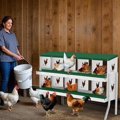 Nesting Boxes for Chickens, Metal Roll Out Laying Nest Box with Perch, Secure Lid Wall Mount or Free Standing
