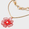 Floral with Pearl Drop Multi-Strand Necklace - A New Day™ - Coral/Gold: Nickel-Free, Lobster Clasp, 16" Length - 4 of 4