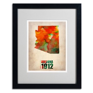 Trademark Fine Art -Naxart 'Arizona Watercolor Map' Matted Framed Art - 1 of 4