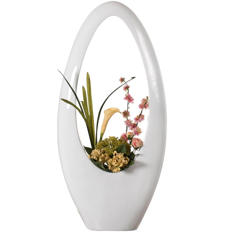 Uniquewise Modern Decorative White Oval Centerpiece Vase Wedding Flower Stand Holder, for Living Room, Entryway or Dining Room, 40 inch, 1 of 6