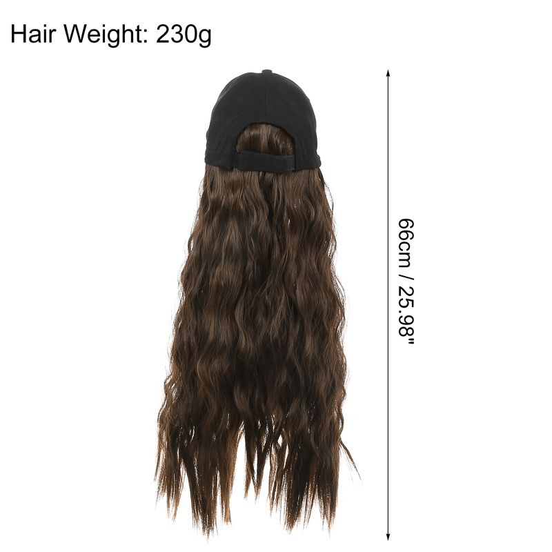 Unique Bargains Baseball Cap with Hair Extensions Fluffy Curly Wavy Wig Hairstyle 26" Wig Hat for Woman Light Brown, 3 of 5