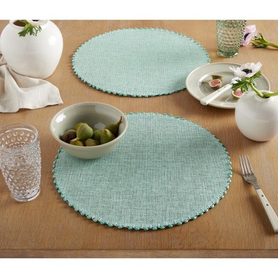 Aqua Round Water Resistant Woven Paper Placemats Set of 6