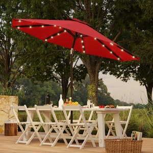 Sonkuki Patio 9FT LED Market Umbrellas With Solar Lights, Table Umbrella for Patio and Outdoor With Tilt Button for Deck and Pool - 1 of 4
