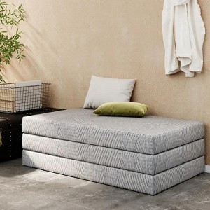 Vipbear three-fold memory foam mattress, 3/4-inch single-fold mattress, foldable and washable bedspread, travel and guest pad, grey - 1 of 4
