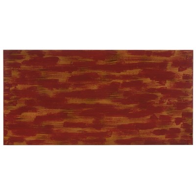 Distressed Maroon Walnut Wood and Metal Rectangular Cocktail Table