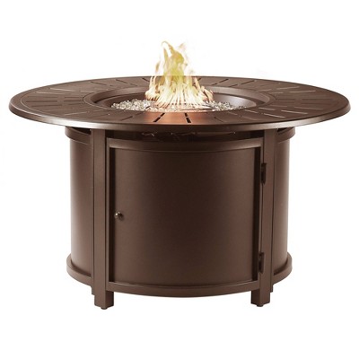 44" Round 55000 BTUs Aluminum Propane Fire Pit Table with Two Covers - Oakland Living
