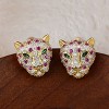 Anna-Kaci Gold Plated Leopard Cheetah Panther Head Animal Zircon 925 Sterling Silver Stud Earrings for Women - 2 of 4